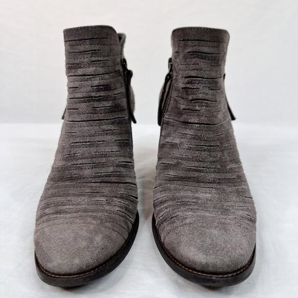 Paul Green Malibu Bootie UK 3.5 US 6 Sliced Brush Smoke Gray Nubuck Leather Zip - Picture 2 of 12